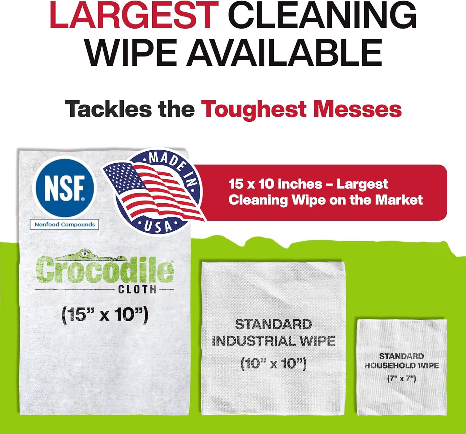 Crocodile Cloth PowerScrub - 80 Dual Surfaced Cloths, 10in X 15in. Large, Moist, Absorbent and