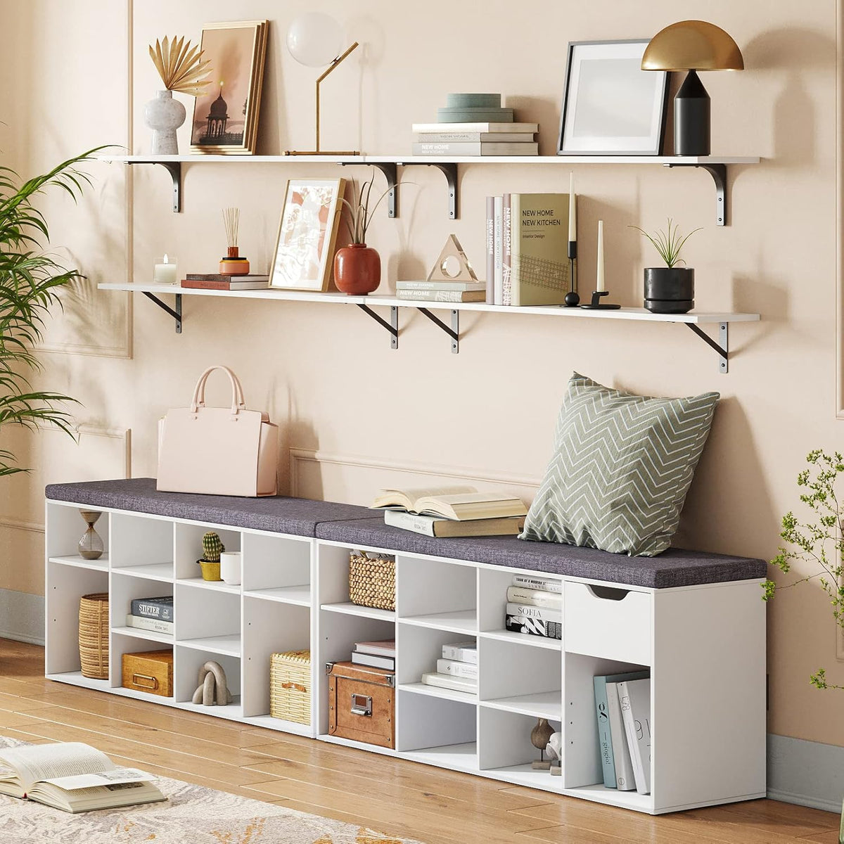 DINZI LVJ Long Wall Shelves, 55.1Inch Wall Mounted Shelves Set of 2, Extra Large Wall Storage