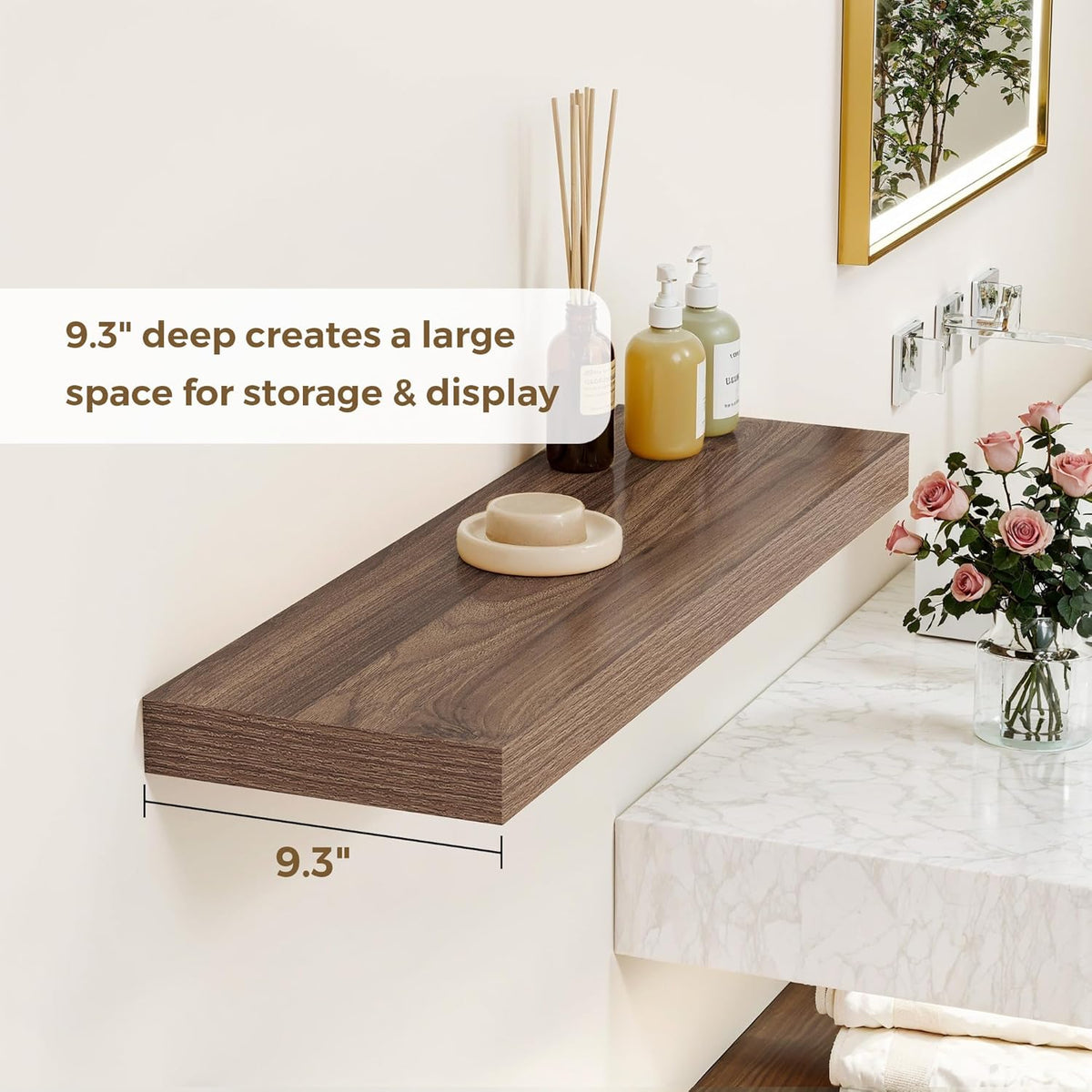 Dreamland 40 Inches Floating Shelves for Wall, 9.3" Deep Long Floating Shelves Set of 2, Large