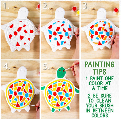 Creative Roots Mosaic Turtle DIY Stepping Stone Kit, Includes Ceramic Stone & 6 Vibrant Paints for