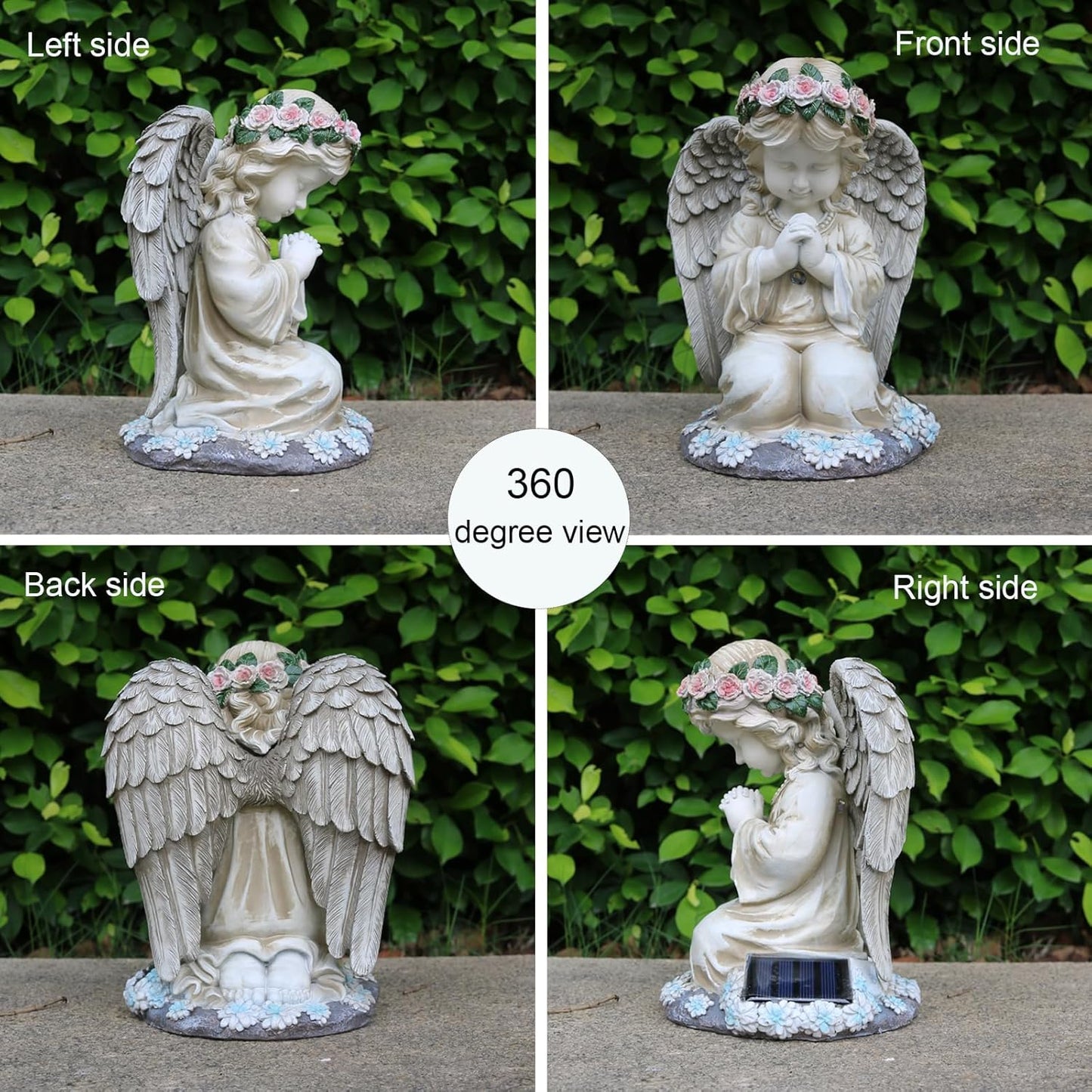 Praying Angels Figurine,Solar Garden Angel Statues, Waterproof Kneeling Angel Sculpture, Outdoor