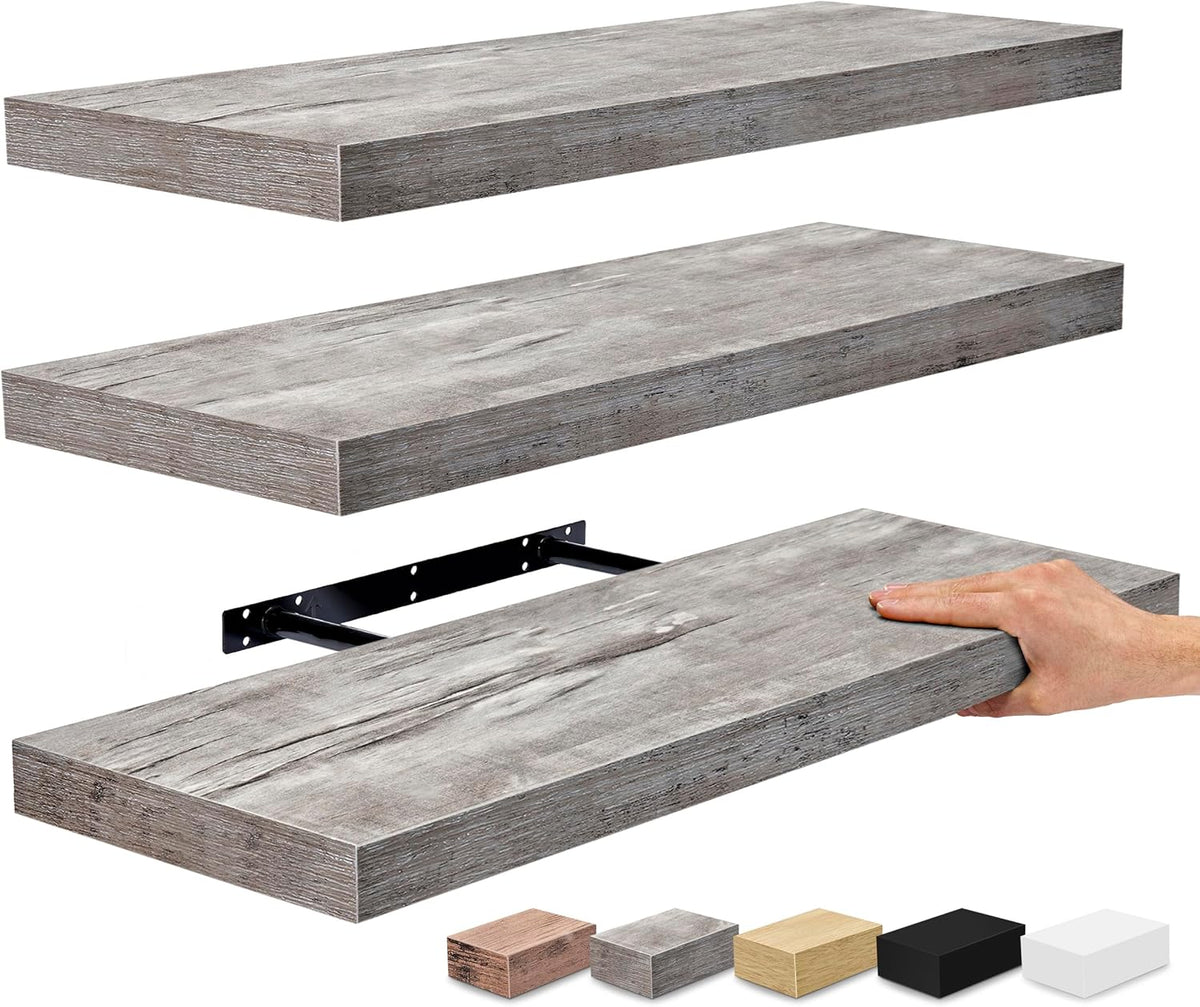 Sorbus Floating Shelves for Wall - 24" Bathroom Shelves, Wall Decor for Bedroom, Kitchen, Living