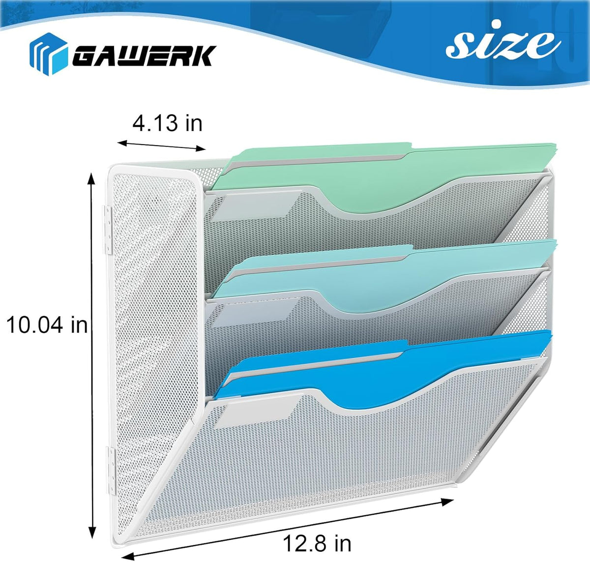 3 Tier Hanging Wall File Organizer, Mesh Mail Paper Orgnization Hanging File Folder Holder for Home