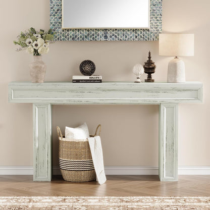 Rresyet 63 Inch Long Console Table, Sofa Table Behind Sofa, Wooden Entryway Table, Farmhouse
