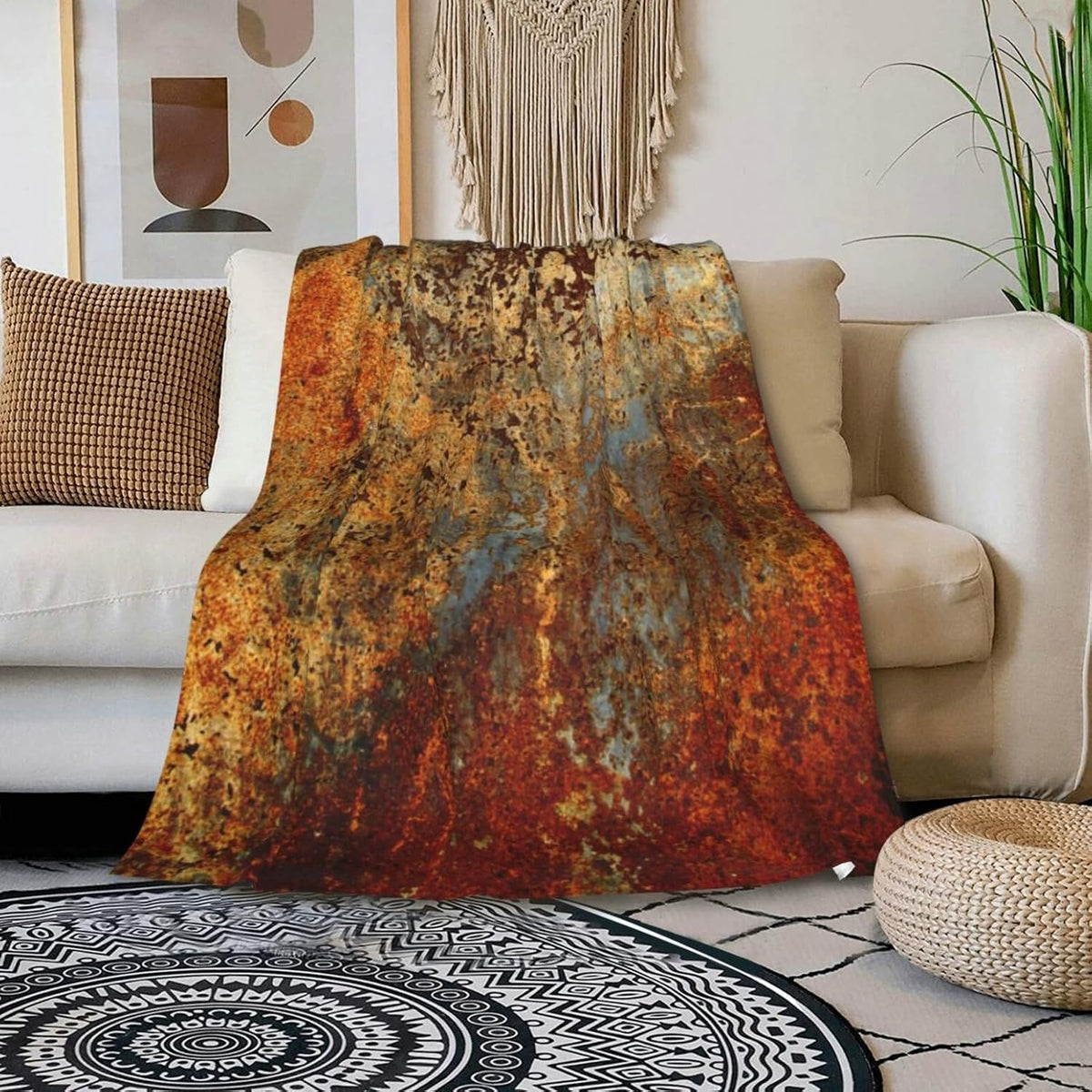 HGOD DESIGNS Brown Rust Colorful Metal Rusty Steel Iron Structure Blanket Throw Blanket Soft