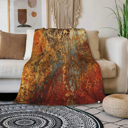 HGOD DESIGNS Brown Rust Colorful Metal Rusty Steel Iron Structure Blanket Throw Blanket Soft