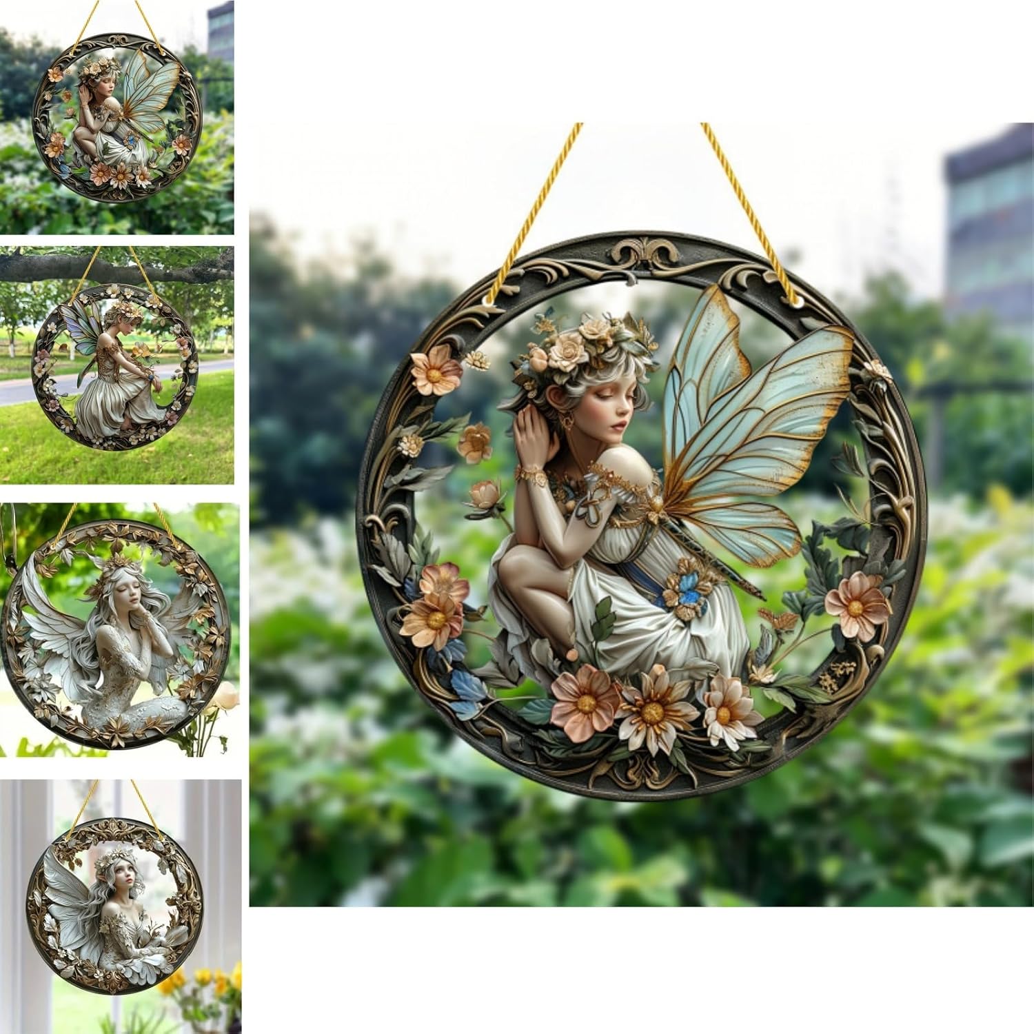 Flower Fairy Garden Decorations Angel Wing Christmas Halloween Deco Statue Art Elf Sculpture