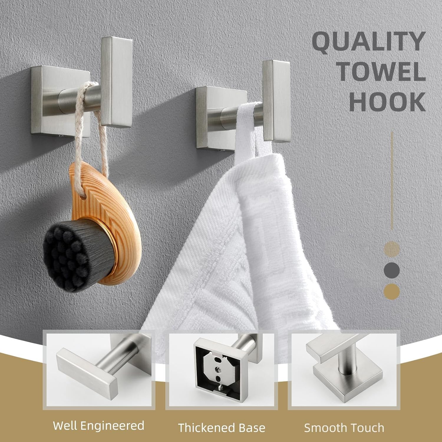 Angle Simple Bathroom Towel Hook 2 Pack, SUS304 Stainless Steel Bath Robe Holder, Modern Coat Hook