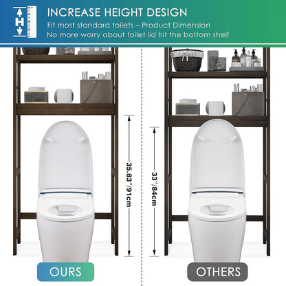 SMIBUY Bathroom Storage Shelf, Bamboo Over-The-Toilet Organizer Rack, Freestanding Toilet Space