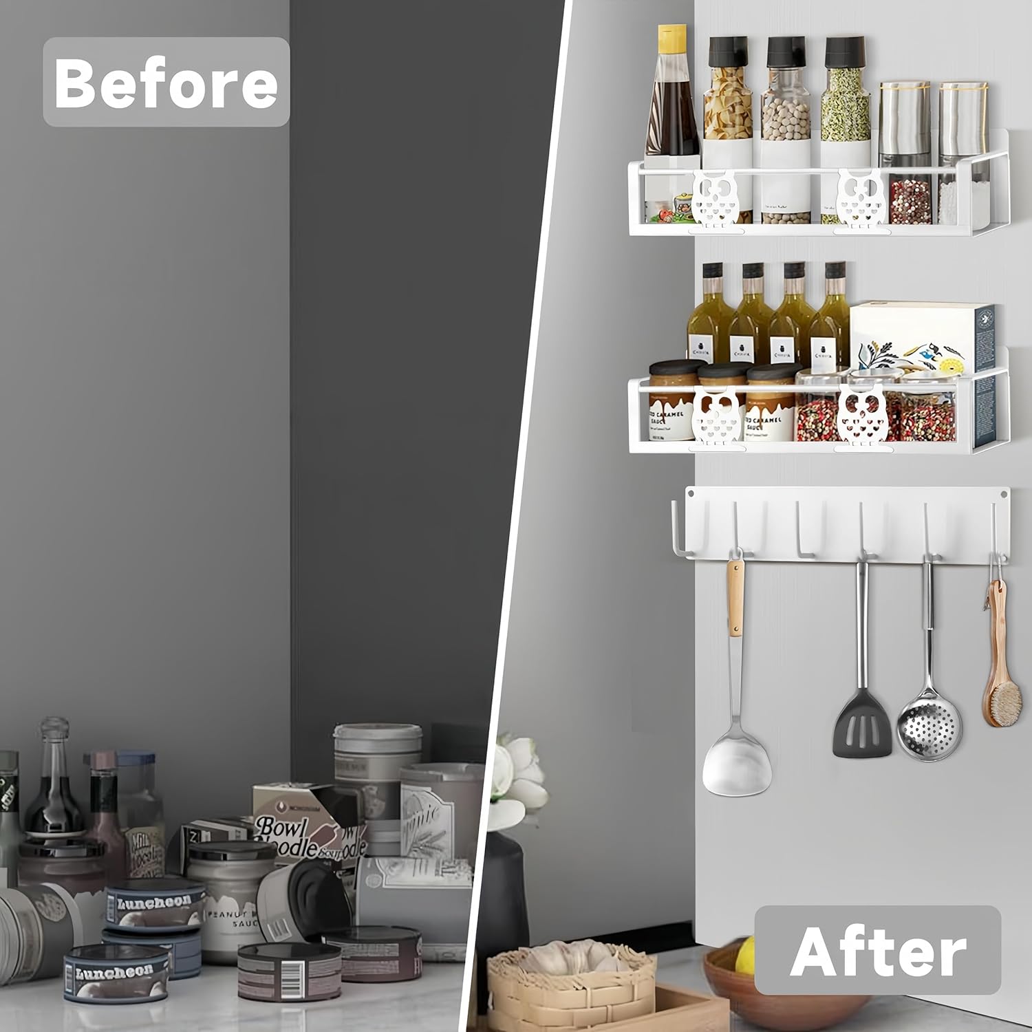 Magnetic Spice Rack,Magnetic Shelf for Fridge,Spice Organizer,Fridge Organizer,Kitchen Storage