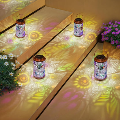 2Pack Solar Lanterns Outdoor Waterproof Hummingbird Colorful Garden Gifts for Mom, Multicolor Solar