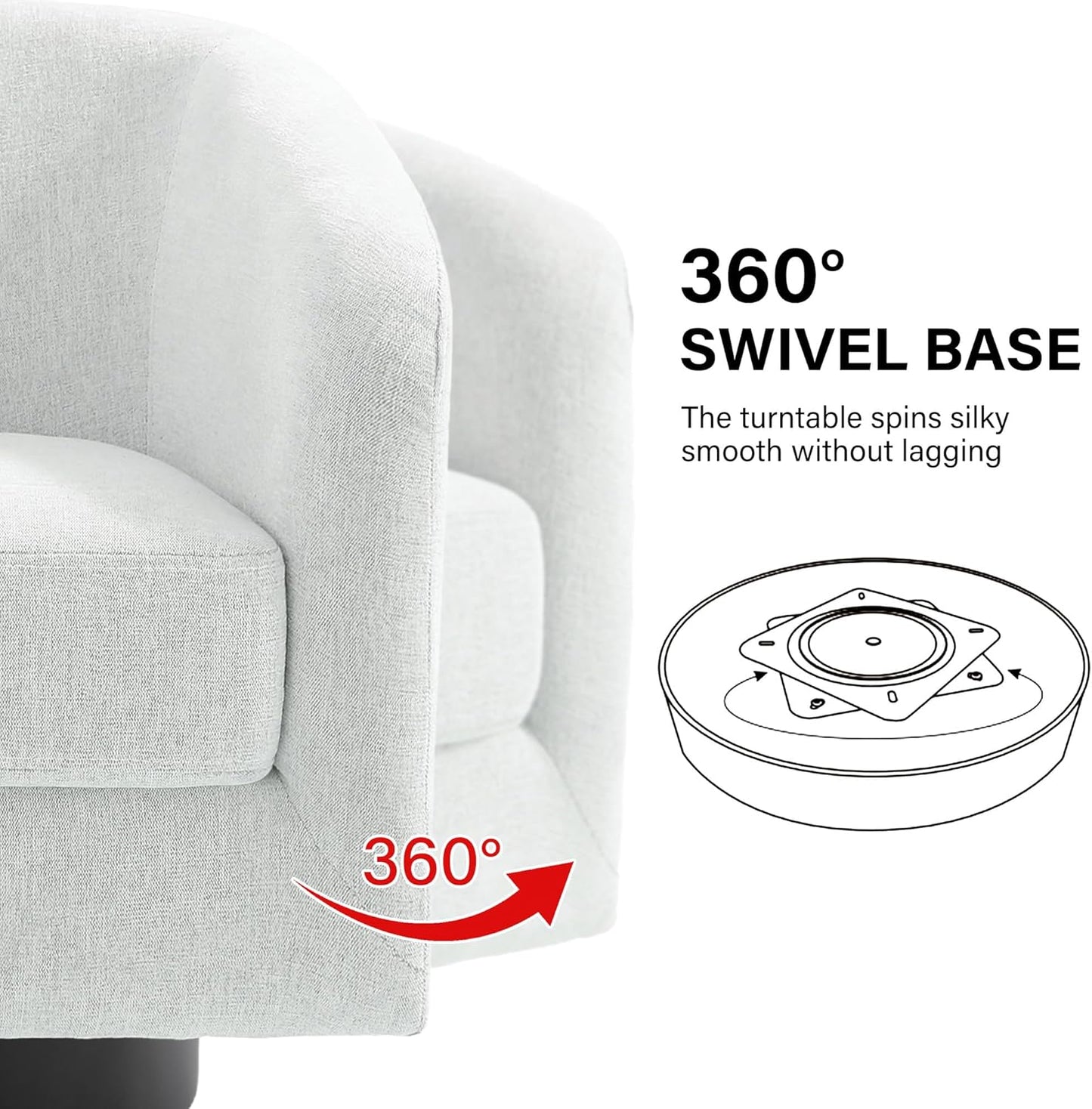 Swivel Barrel Accent Chair, Modern Round Chenille Fabric Arm Chair for Living Room, Bedroom, Comfy