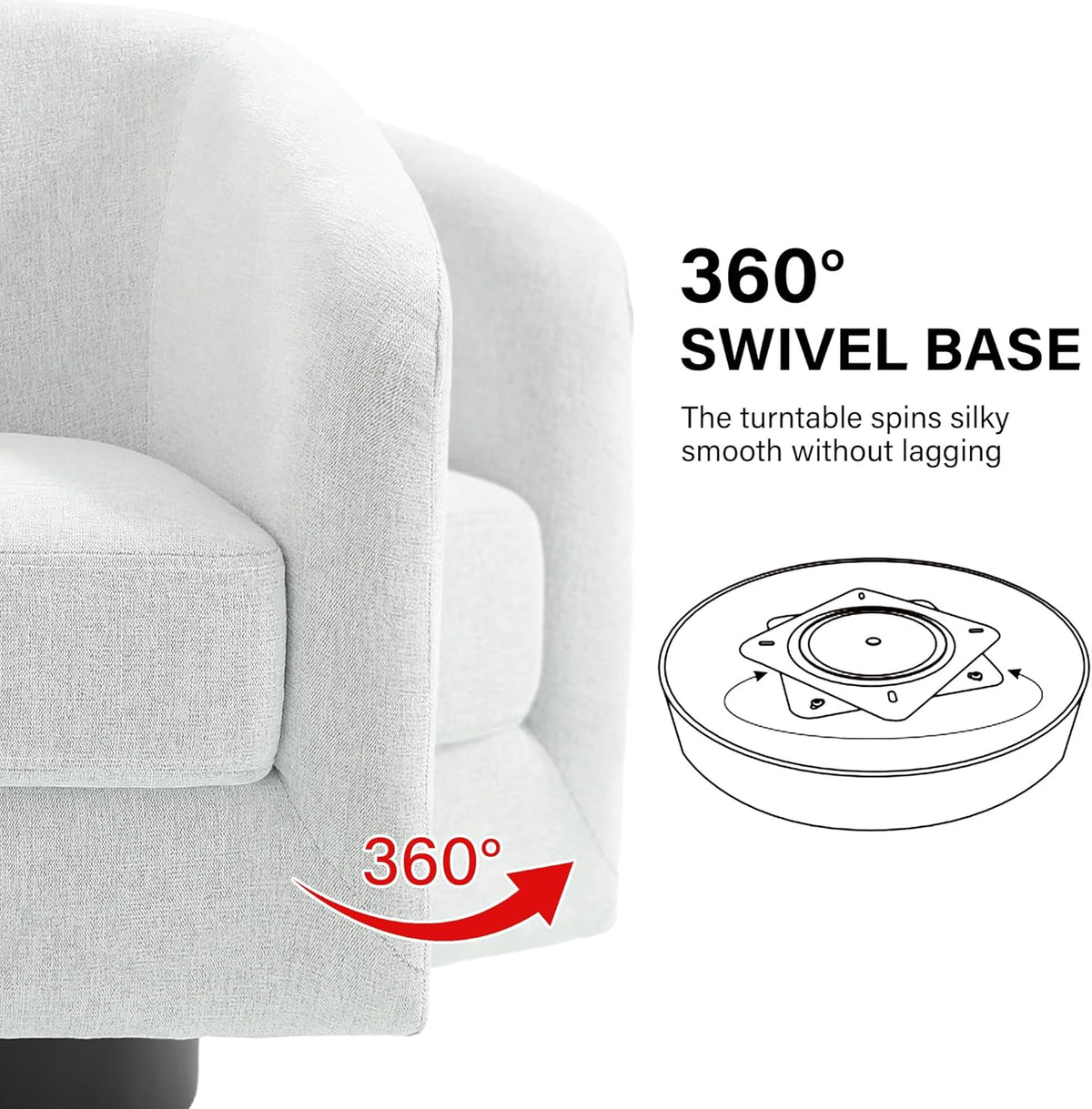 Swivel Barrel Accent Chair, Modern Round Chenille Fabric Arm Chair for Living Room, Bedroom, Comfy