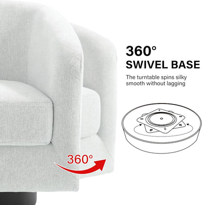 Swivel Barrel Accent Chair, Modern Round Chenille Fabric Arm Chair for Living Room, Bedroom, Comfy