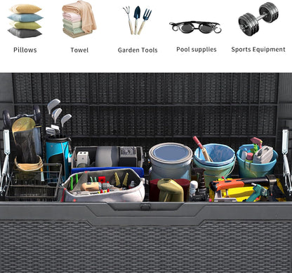 YITAHOME 100 Gallon Outdoor Storage Box, Large Water Resistant Resin Deck Box, Indoor Outdoor