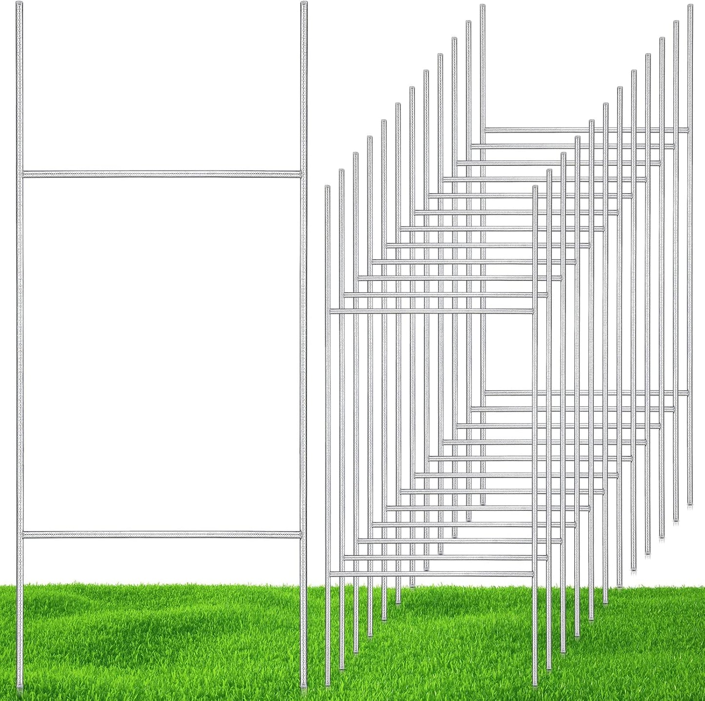 12 Pcs H Stakes for Yard Signs 30'' x 10'' Metal Heavy Duty H Frame Wire Stakes Weatherproof Metal