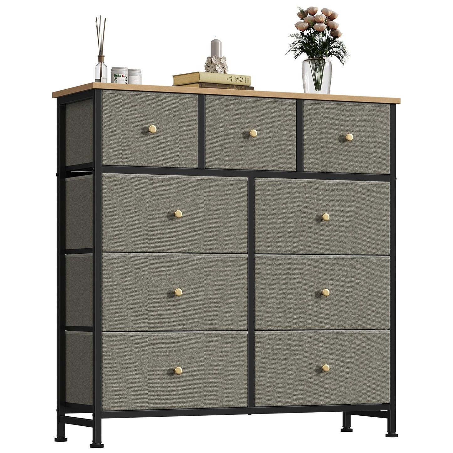 DUMOS 9 Drawer Dresser for Bedroom, Storage Organizer Chest of Drawers