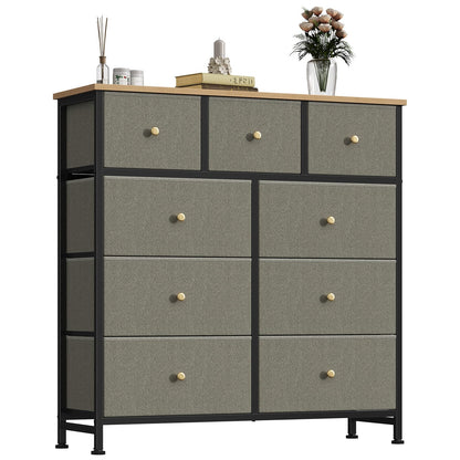 DUMOS 9 Drawer Dresser for Bedroom, Storage Organizer Chest of Drawers