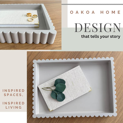OAKOA Concrete Decorative Tray for Coffee Table Tray Decor - Ottoman Tray for Living Room