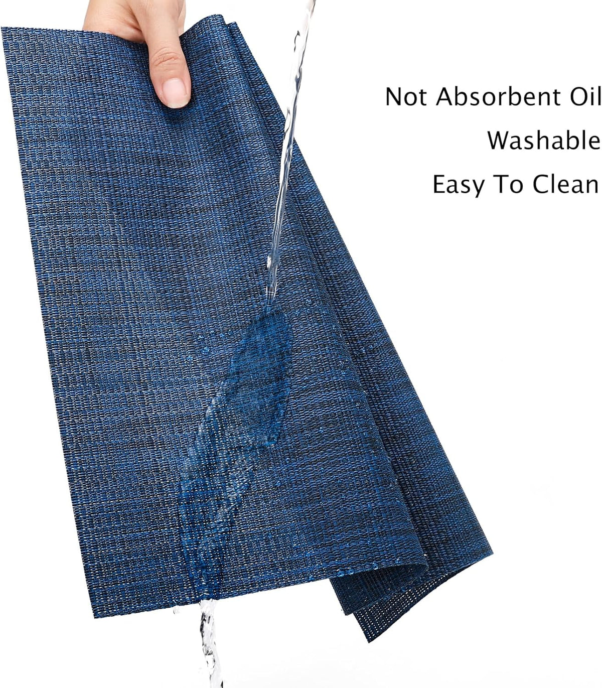 Myir JUN Placemats Set of 6, Vinyl Woven Placemats Place Mats Indoor Washable Table Mats Non-Slip