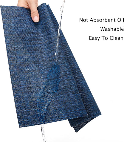 Myir JUN Placemats Set of 6, Vinyl Woven Placemats Place Mats Indoor Washable Table Mats Non-Slip