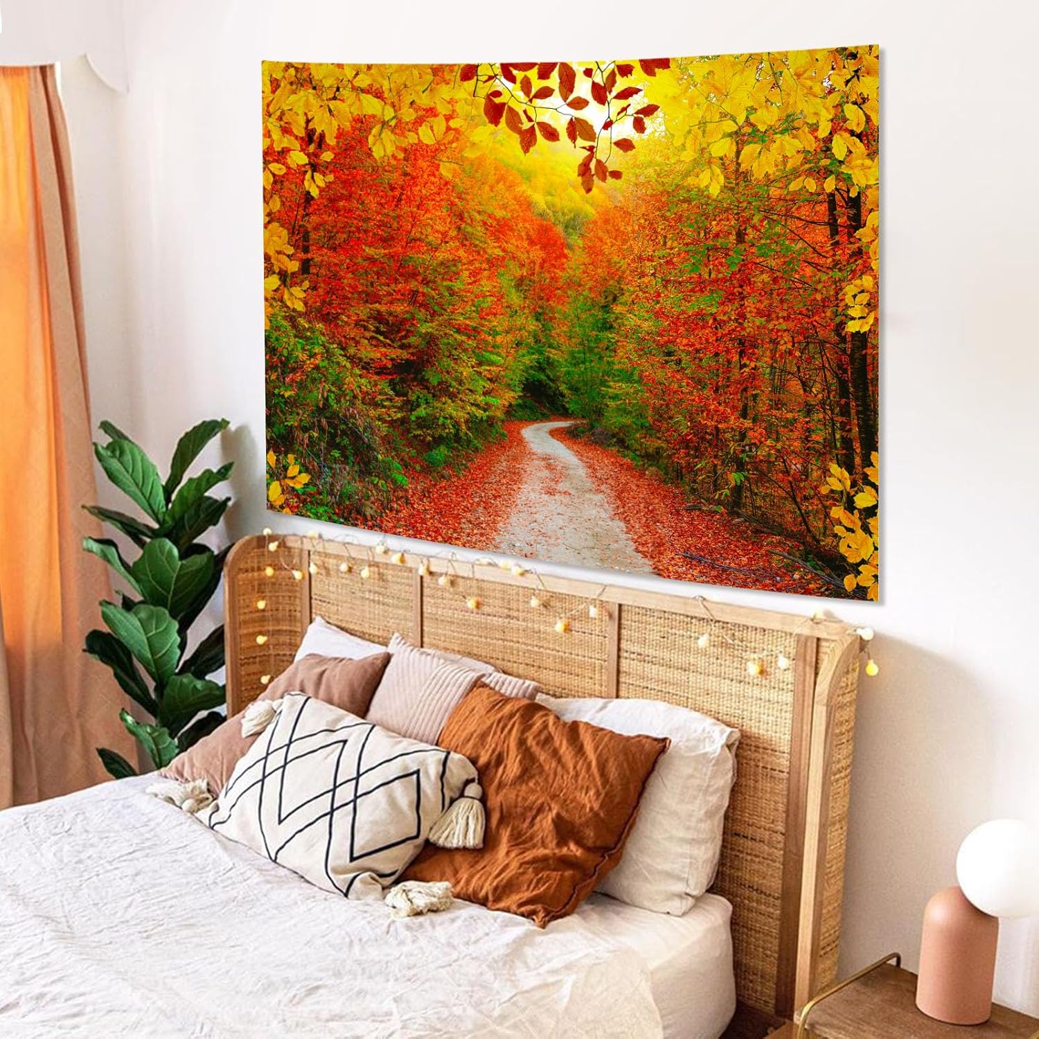 AMM Autumn Forest Tapestry Nature Fall Tree Thanksgiving Tapestry for Bedroom Aesthetic Autumn Path