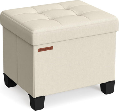 SONGMICS Storage Ottoman, Small Ottoman Foot Rest with Legs, 12.6 x 15.8 x 13.2 Inches Foot Stool