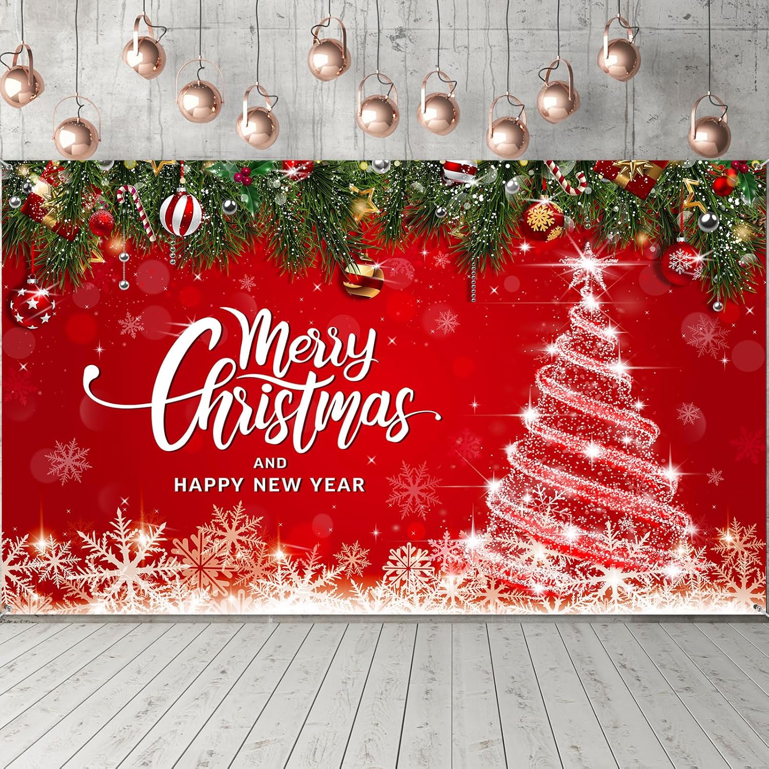 Irenare Christmas Backdrop Merry Christmas Banner Party Decoration Xmas Photography Background