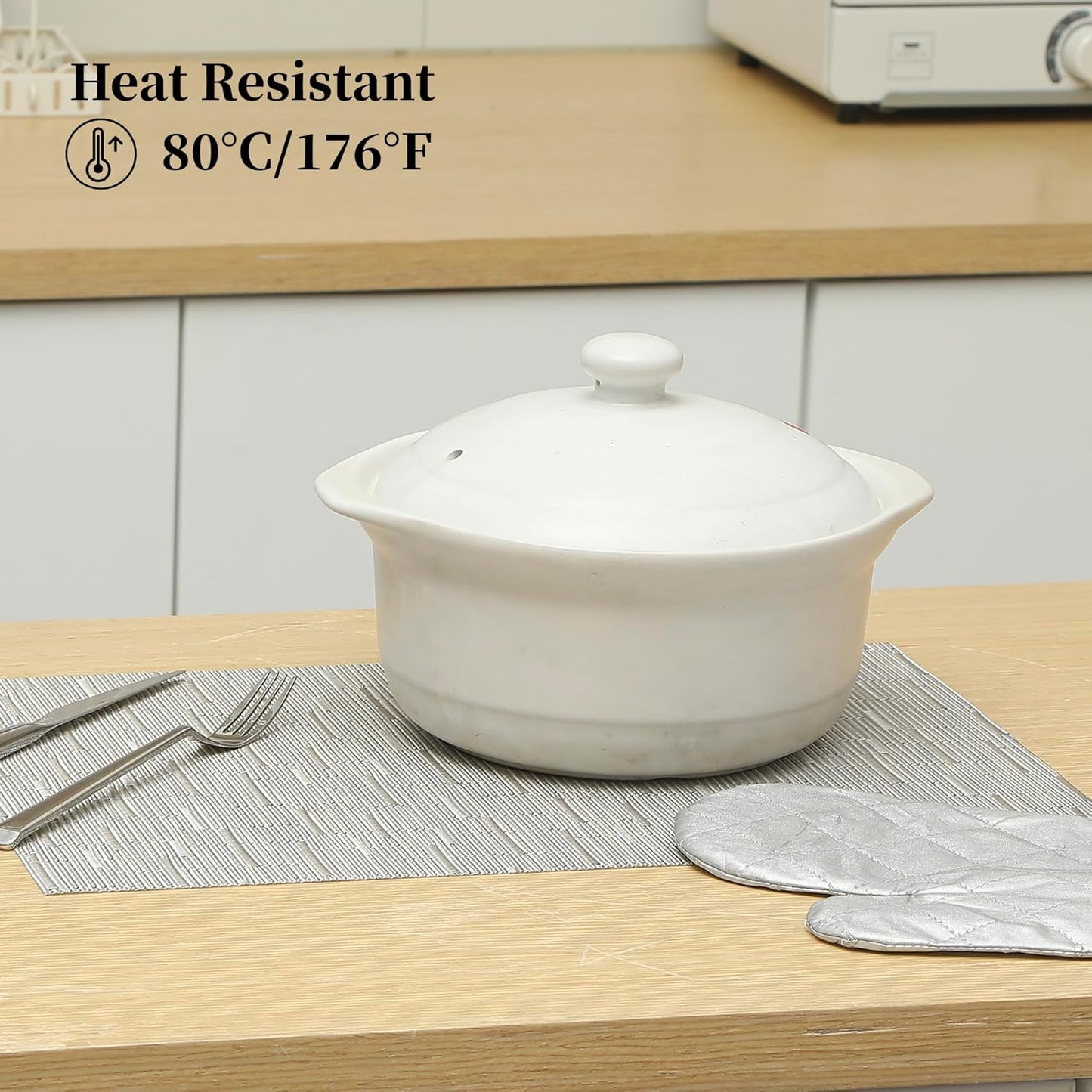 Leetaltree Silver Placemats Set of 8 - Heat Resistant Non-Slip Place mats for Dining Table