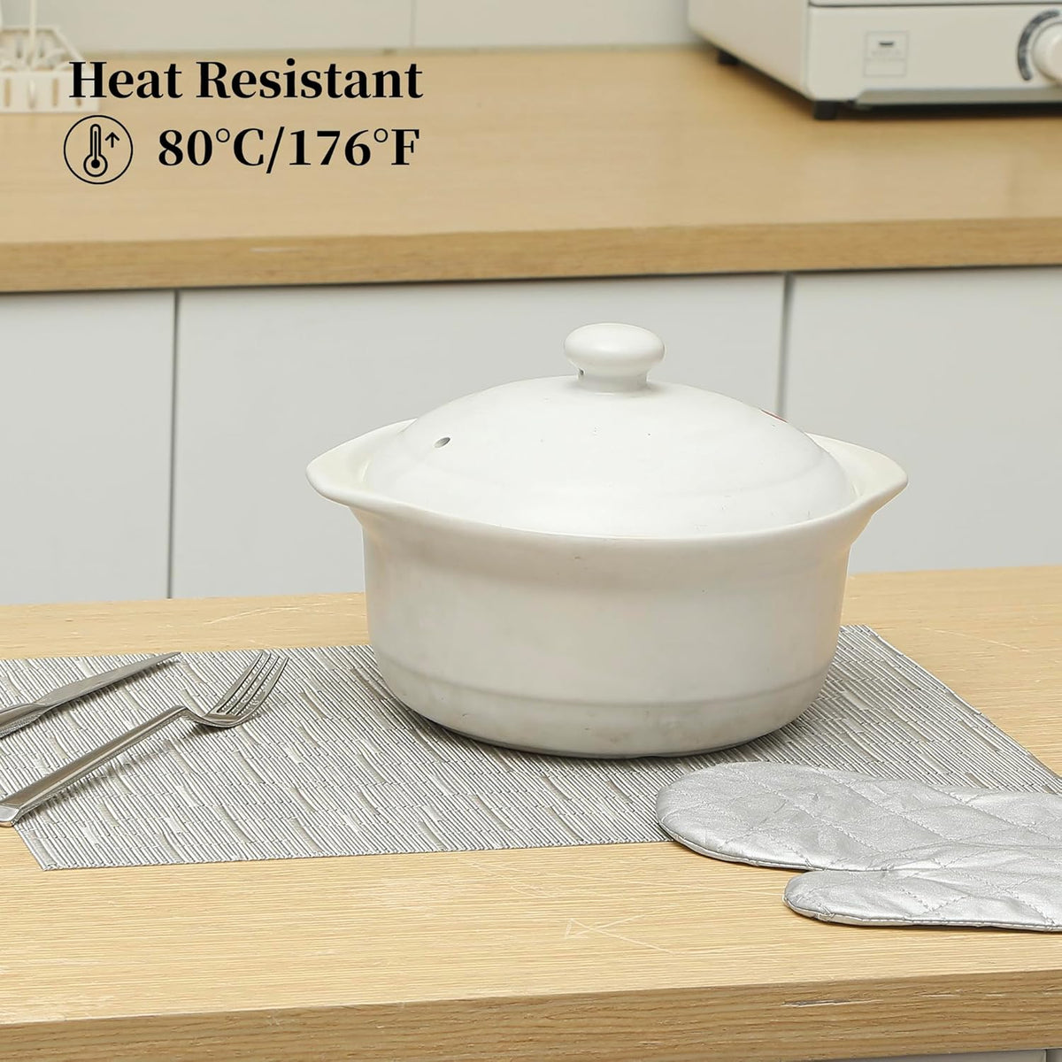 Leetaltree Silver Placemats Set of 4 - Heat Resistant Non-Slip Place mats for Dining Table