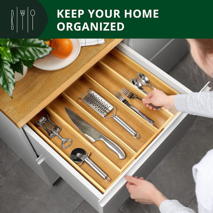 ROYAL CRAFT WOOD Luxury Bamboo Kitchen Drawer Organizer - Silverware Organizer - Utensil Holder and