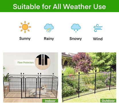 ADAVIN Garden Fence Panels, 36 Inch High, Black, Modern Style, 8 Panels Total 17.7 Ft(L) Tall, Low