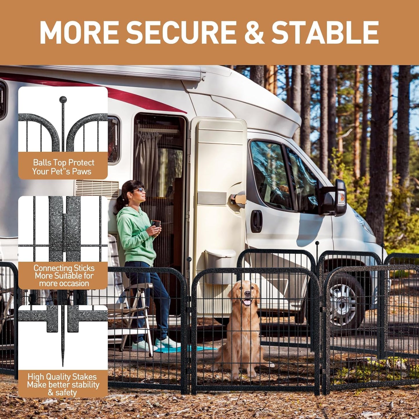 Metal Dog Playpen, 40 Inch Height 16 Panels, Large Dog Fence for Large/Medium/Small Dogs Indoor &