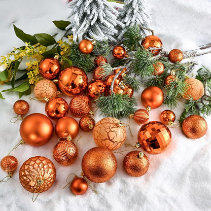 LANGXUN 36pcs Copper Orange Christmas Tree Decorations Balls, Bolas De Navidad, 2025 Christmas