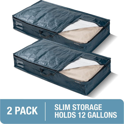 CleverMade Under Bed Storage Bag - Collapsible Storage for Shoes and Clothes Easy Use - Heavy Duty