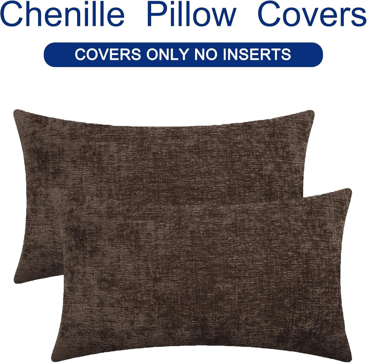 CaliTime Throw Pillow Covers Decorative 16 X 26 Inches Pack of 2 Cozy Chenille Cushion Cases for