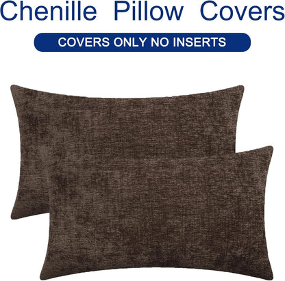CaliTime Throw Pillow Covers Decorative 16 X 26 Inches Pack of 2 Cozy Chenille Cushion Cases for