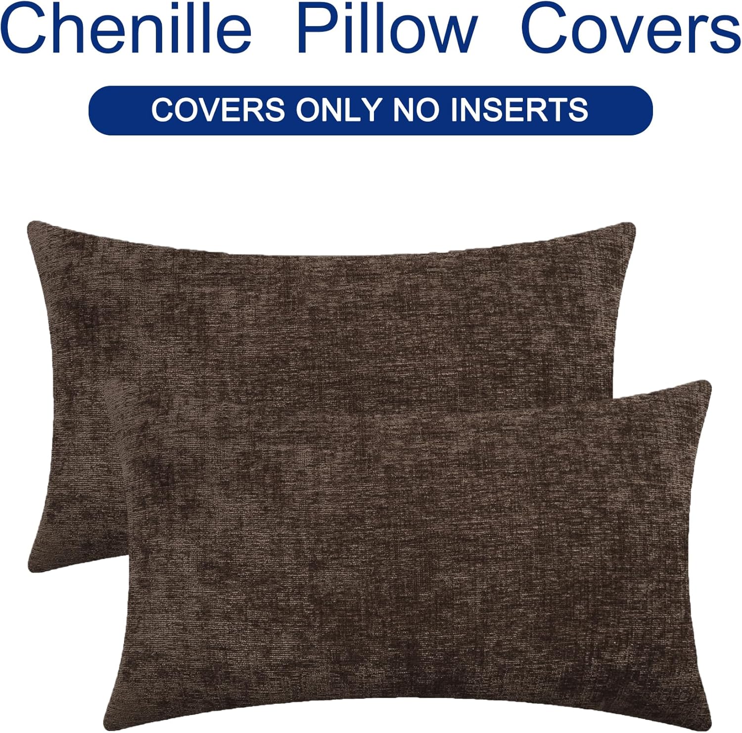CaliTime Throw Pillow Covers Decorative 12 X 20 Inches Pack of 2 Cozy Chenille Cushion Cases for