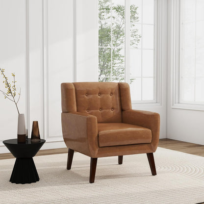 UIXE PU Leather Accent Chairs Set of 2, Modern Arm Club Chair Upholstered Armchair for Living Room