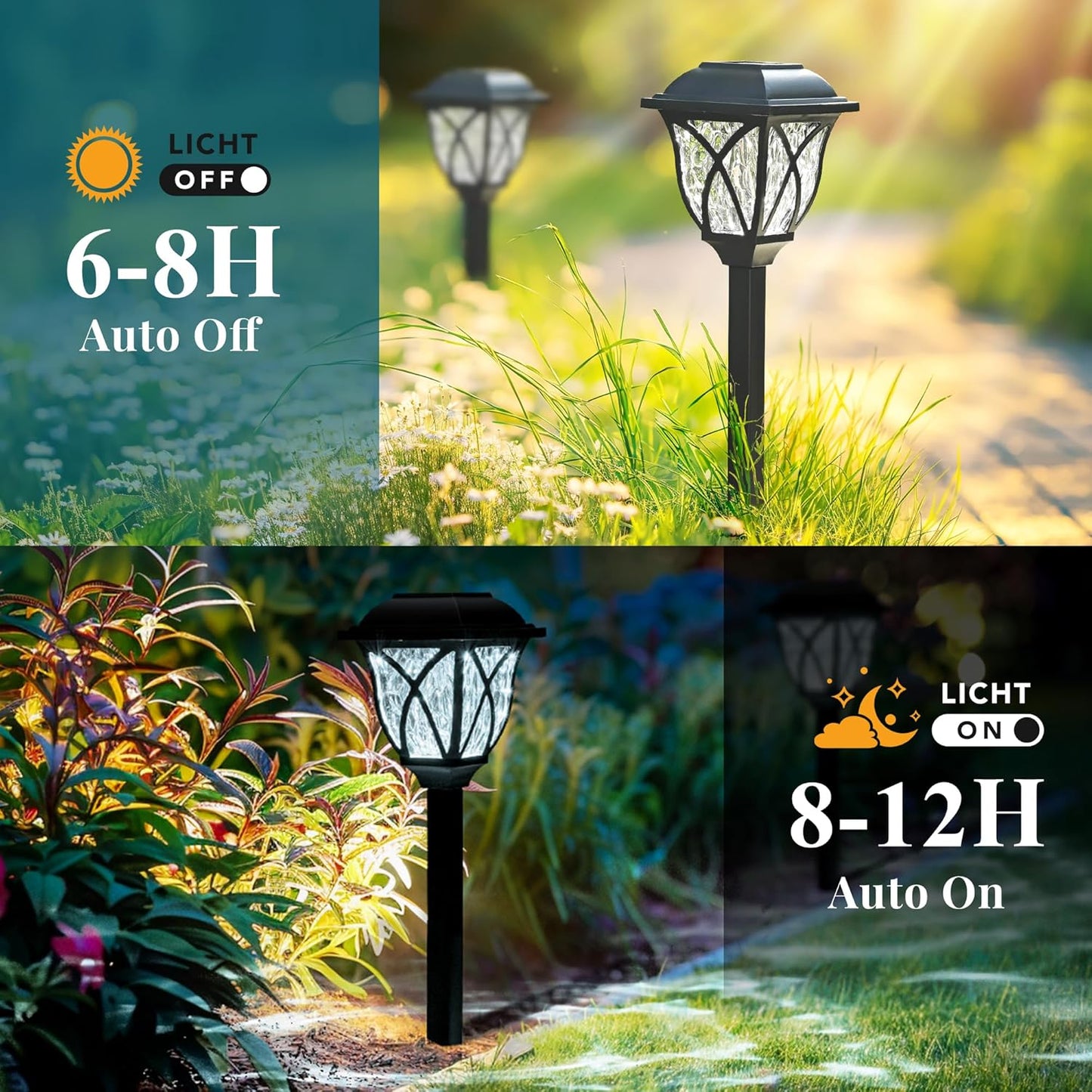 GIGALUMI Solar Lights Outdoor Waterproof, 6 Pack LED Solar Garden Lights, Solar Lights for Outside