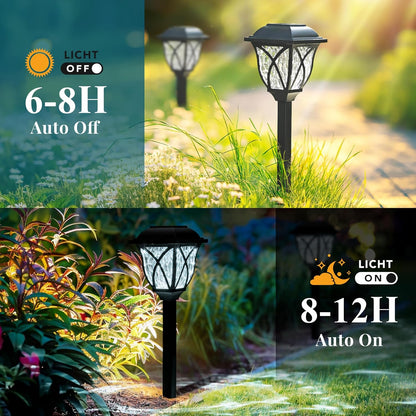 GIGALUMI Solar Lights Outdoor Waterproof, 6 Pack LED Solar Garden Lights, Solar Lights for Outside