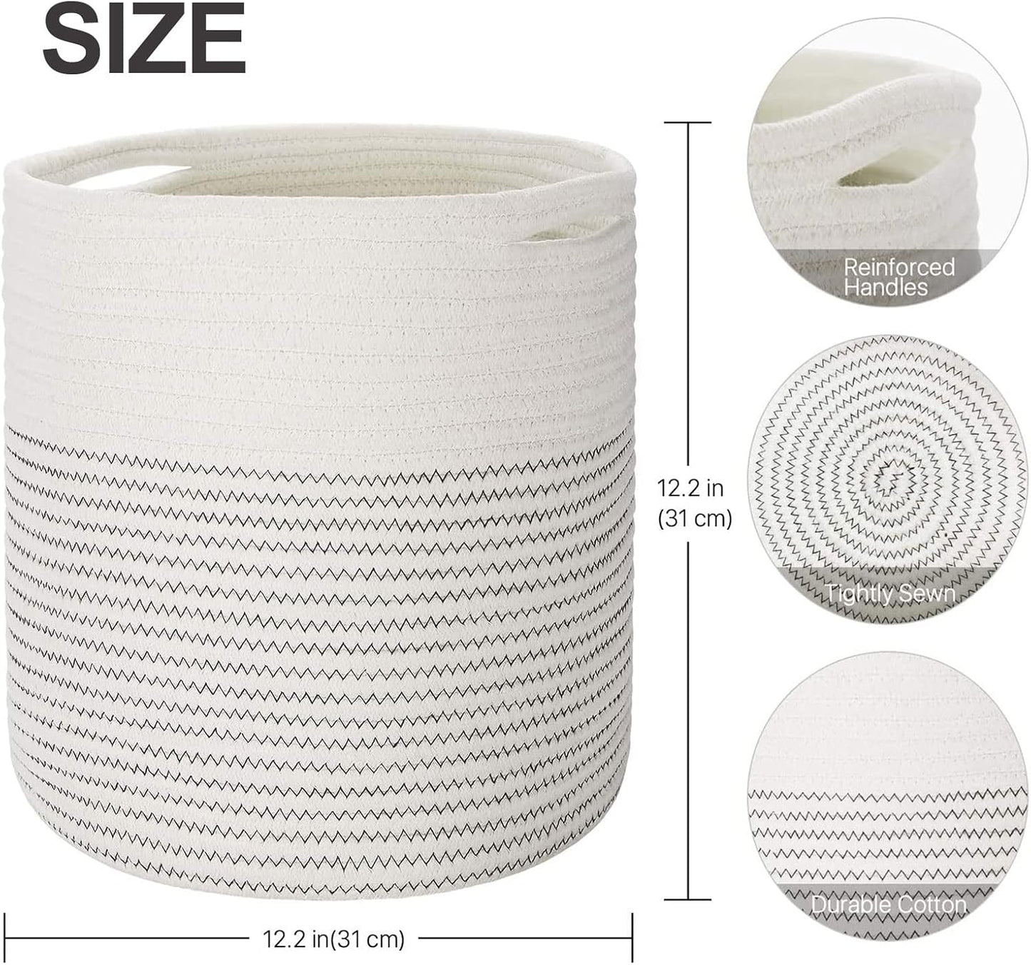 Woven Cotton Rope Plant Basket for 11 12" Flower Pot Floor Indoor Planters, Decor Basket for Plants