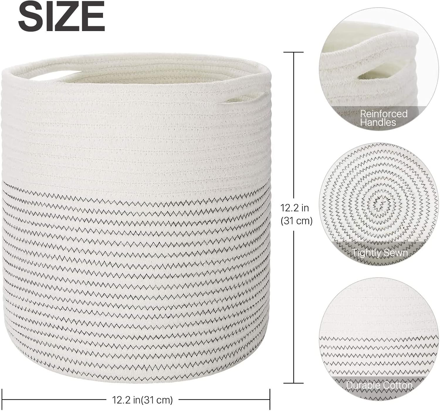 Woven Cotton Rope Plant Basket for 11 12" Flower Pot Floor Indoor Planters, Decor Basket for Plants