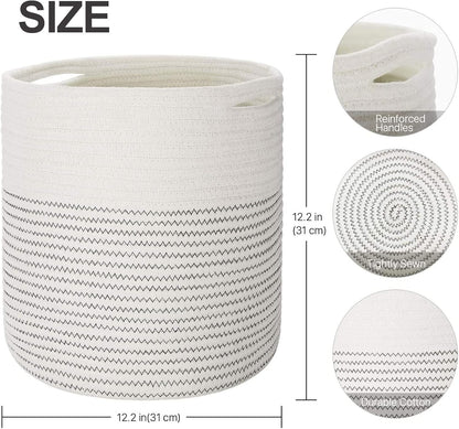 Woven Cotton Rope Plant Basket for 11 12" Flower Pot Floor Indoor Planters, Decor Basket for Plants