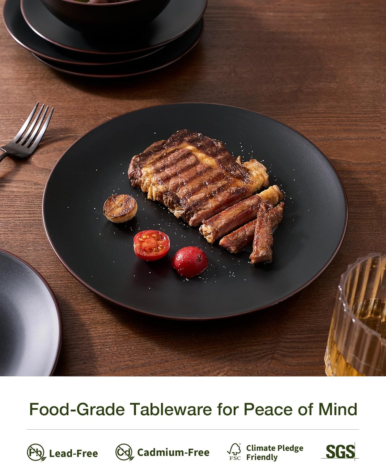 Famiware Venus Plates and Bowls Sets, 12 Pieces Stoneware Speckled Dinnerware Sets, Dishes Set for