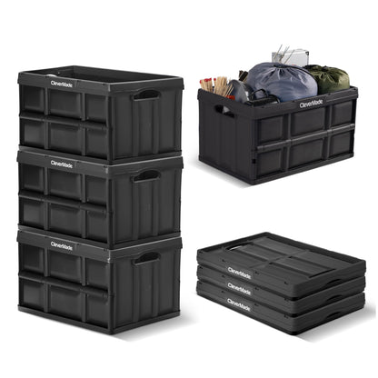 CleverMade Collapsible Storage Bins, 62L, 3 Pack Foldable Storage, Obsidian