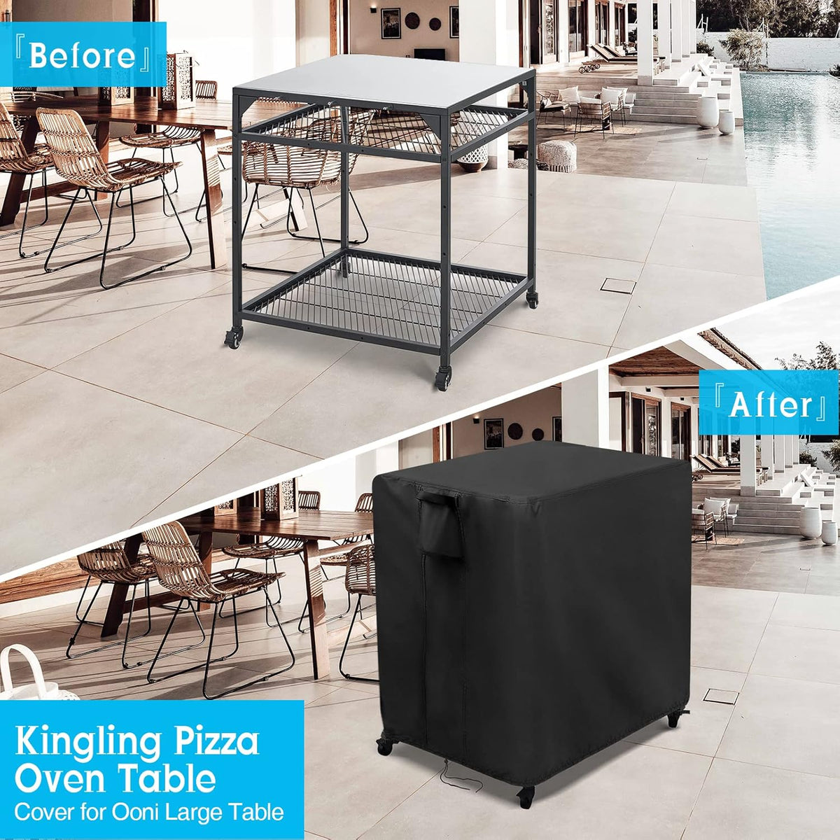 Kingling Outdoor Pizza Oven Table Cover for Ooni Large Table, Waterproof Outdoor Grill Prep Table