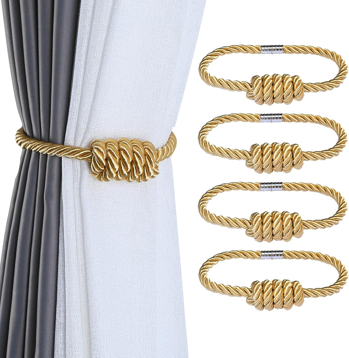 Fenghuangwu 4Pack Magnetic Curtain Tiebacks – Bohemian Style Handmade Woven Tie-Backs for