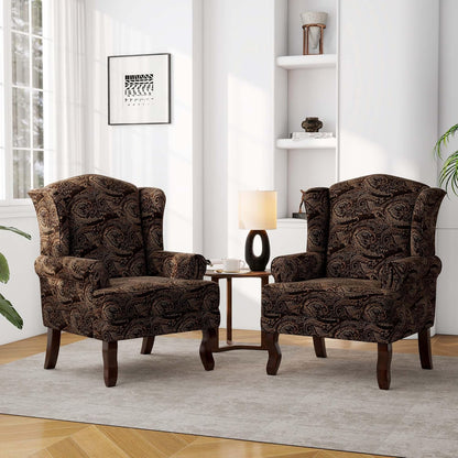 Accent Chair, High Back Upholstered Armchair with High Resilience Sponge & Wood Legs, Mid-Century