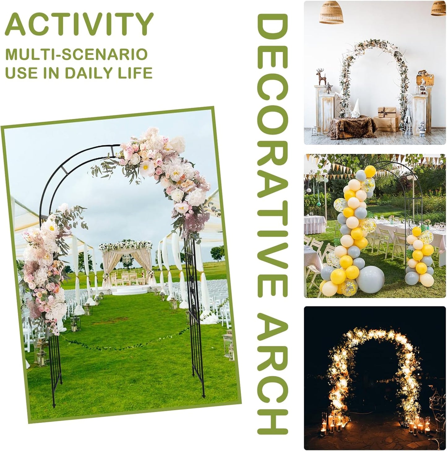 Outvita 7.3FT Garden Arch Arbor, Heavy Duty Metal Arbour Archway, Decorative Frame Stand Trellis
